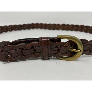 Aimee Lynn Womens M L Brown Braided Leather Belt 37" Long